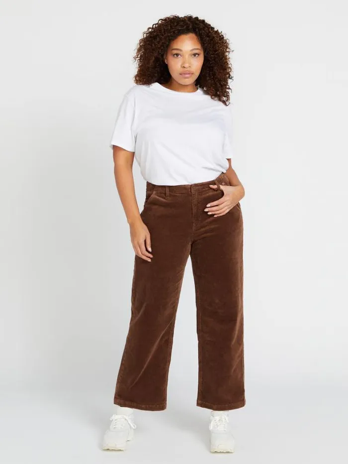 Womens Bottoms Volcom 1991 Stoned Low Rise Corduroy Pants 8211 Chocolate