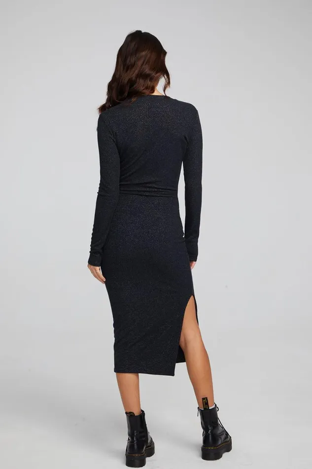 Womens Dresses Chaser Brand Jenn Shadow Black Midi Dress