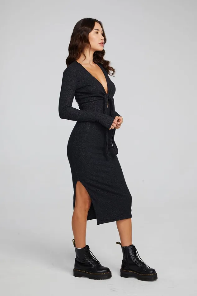 Womens Dresses Chaser Brand Jenn Shadow Black Midi Dress