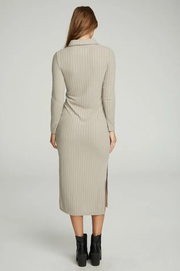 Womens Dresses Chaser Brand Long Sleeve Button Down Collar Dress