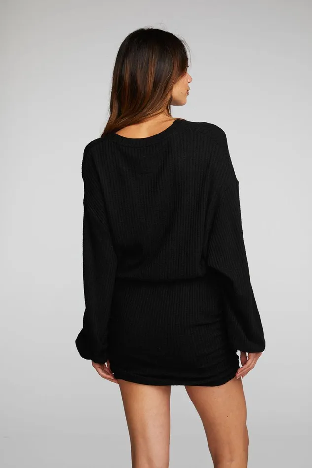 Womens Dresses Chaser Brand Thermal Waffle Mini Dress With Shirring