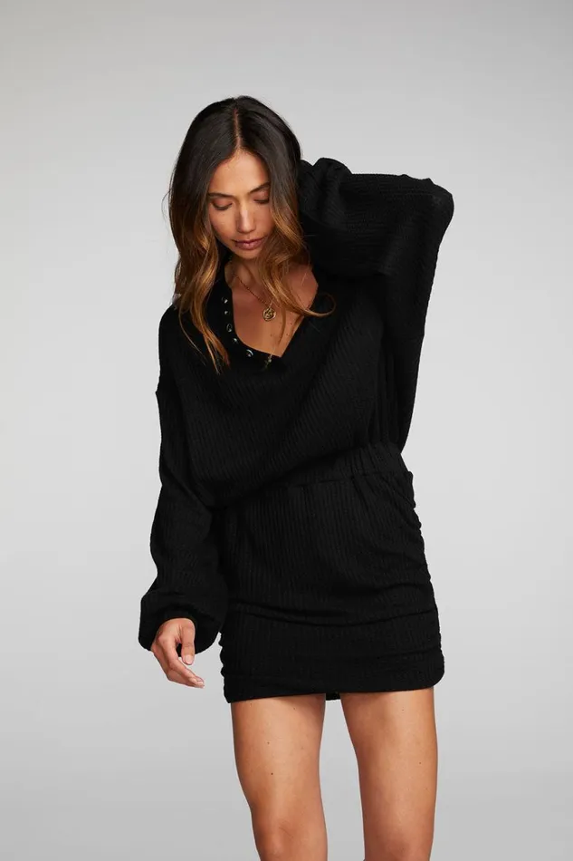 Womens Dresses Chaser Brand Thermal Waffle Mini Dress With Shirring