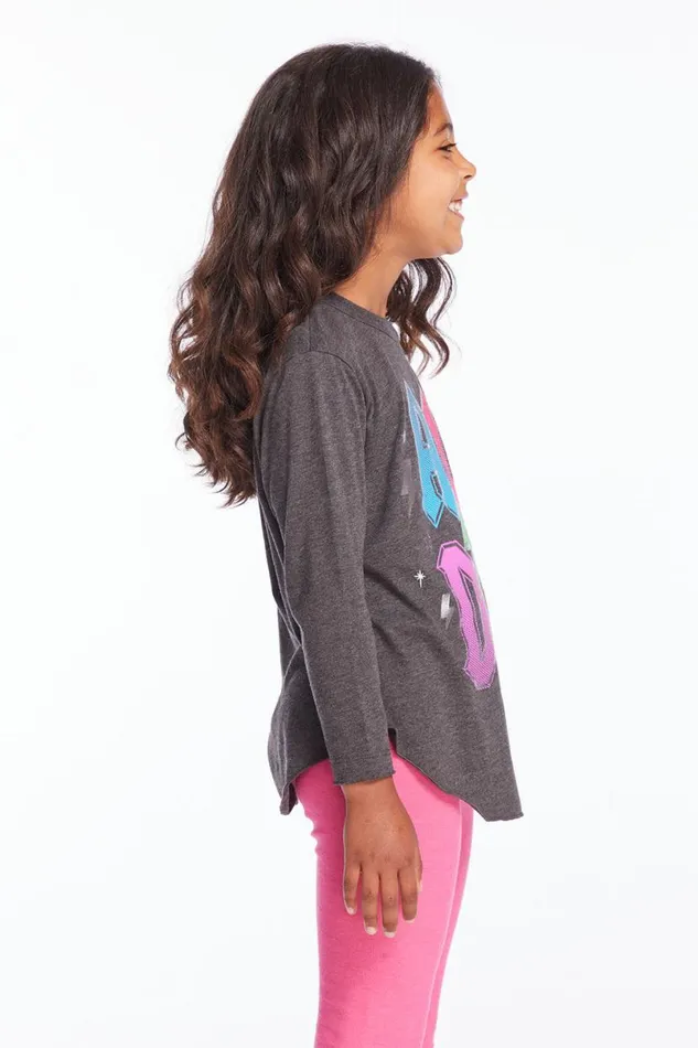 WomensKids Music Chaser Brand ACDC Bolts and Stars Logo Girls Long Sleeve