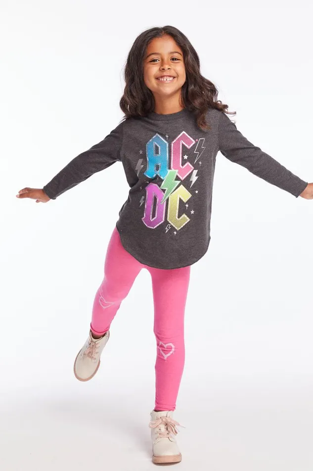 WomensKids Music Chaser Brand ACDC Bolts and Stars Logo Girls Long Sleeve