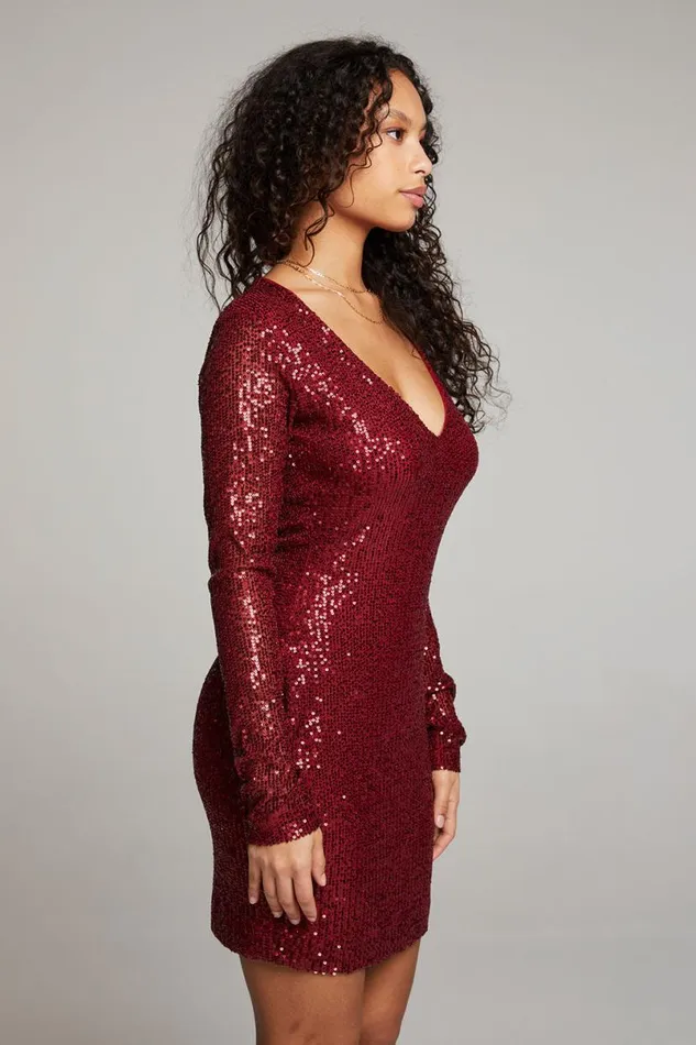 Womens Loungewear Chaser Brand Christine Blood Red Mini Dress
