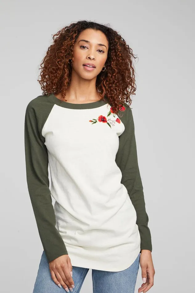 Womens Loungewear Chaser Brand Poppy Embroidery Football Long Sleeve