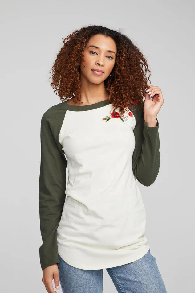 Womens Loungewear Chaser Brand Poppy Embroidery Football Long Sleeve