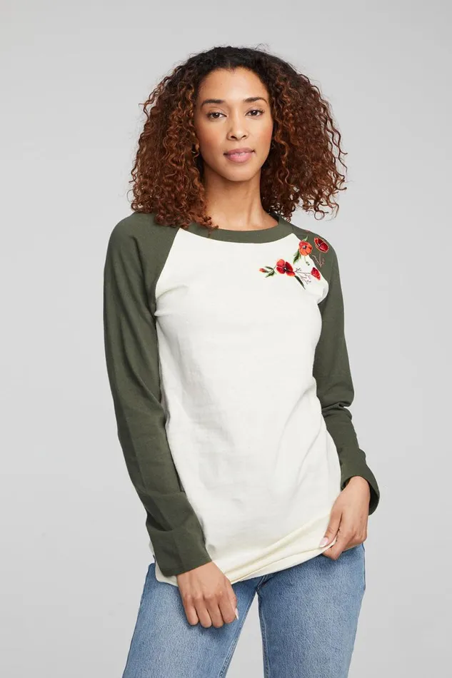 Womens Loungewear Chaser Brand Poppy Embroidery Football Long Sleeve