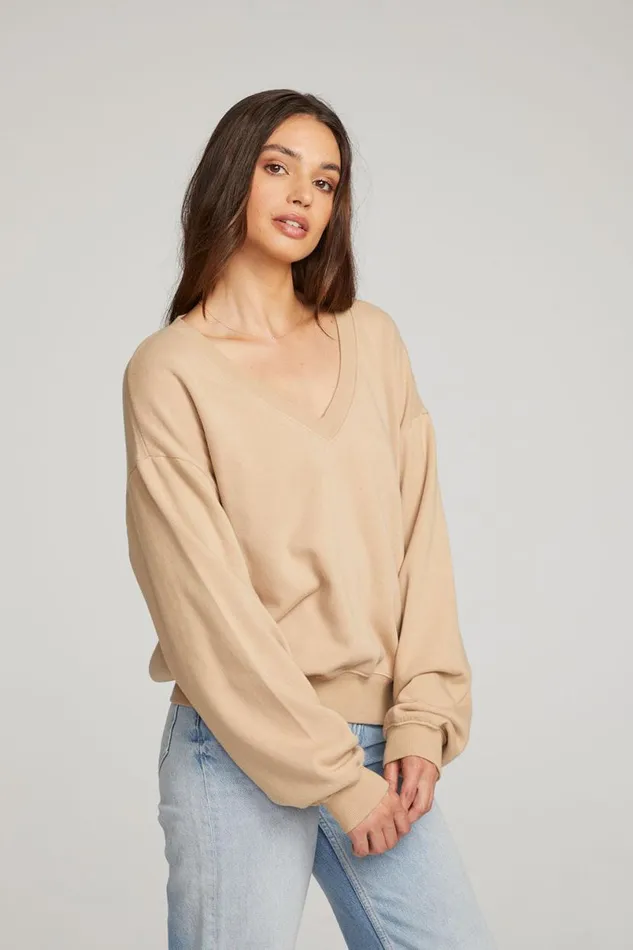 Womens Outerwear Chaser Brand Poppy Cappuccino Pullover
