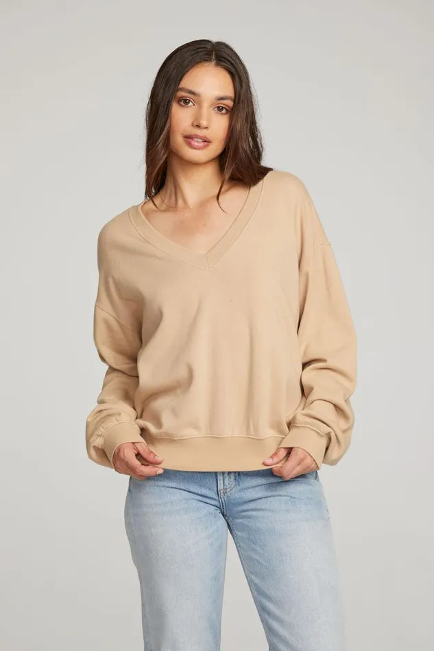 Womens Outerwear Chaser Brand Poppy Cappuccino Pullover