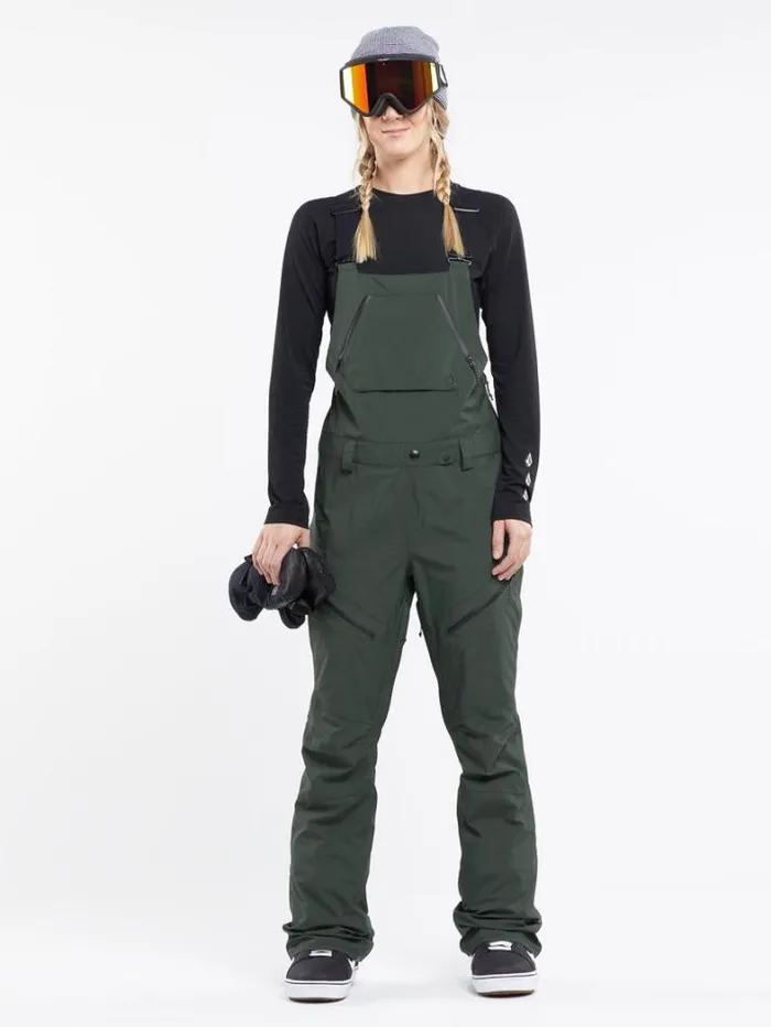 Womens Pants Volcom Elm Stretch Gore Bib Overalls 8211 Eucalyptus