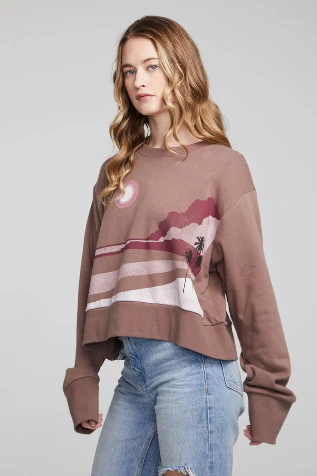 Womens Tops Chaser Brand Abstract Beach Pullover