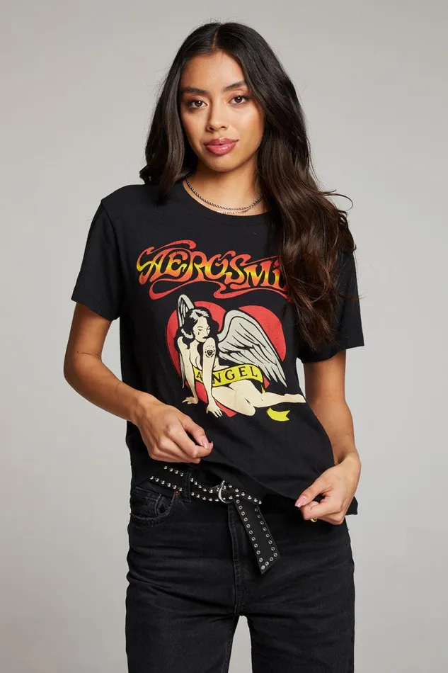 Womens Tops Chaser Brand Aerosmith Angel Tee