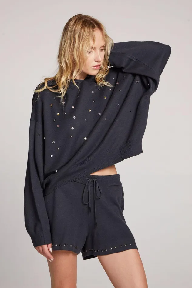 Womens Tops Chaser Brand Allover Jewels Long Sleeve
