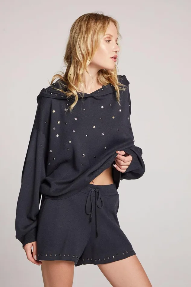 Womens Tops Chaser Brand Allover Jewels Long Sleeve