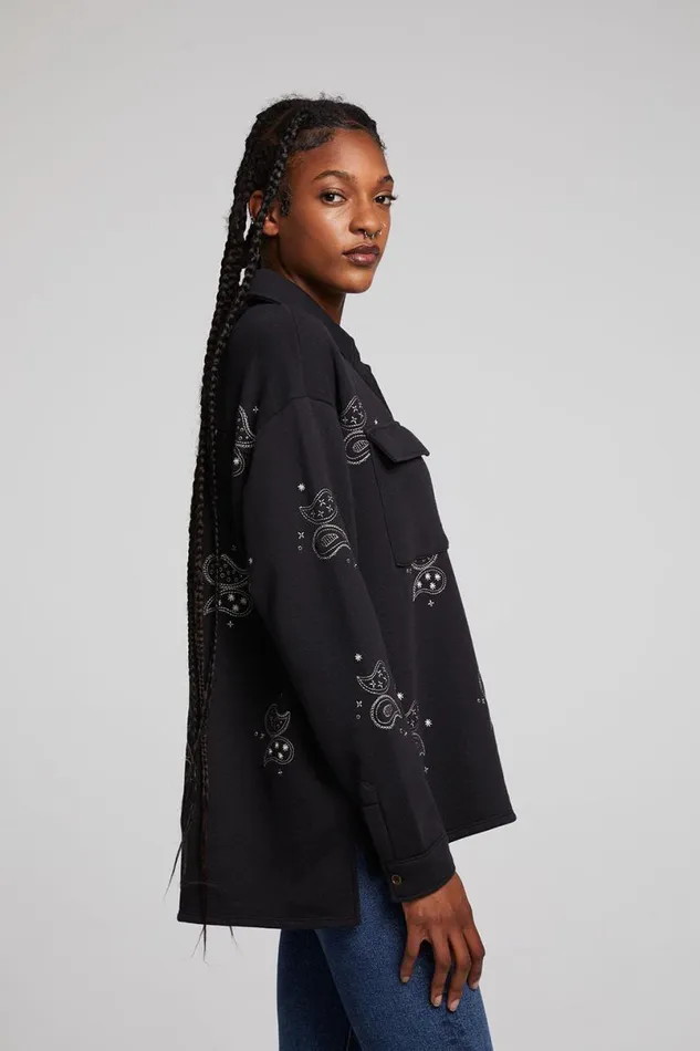 Womens Tops Chaser Brand Allover Paisley Button Down