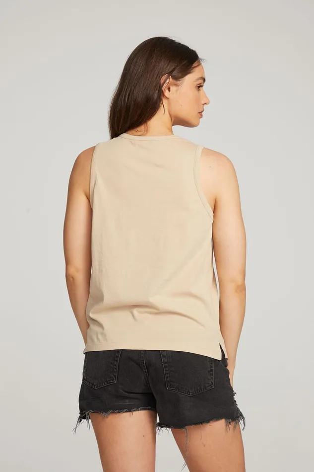 Womens Tops Chaser Brand Basic Cappuccino Slit Tank