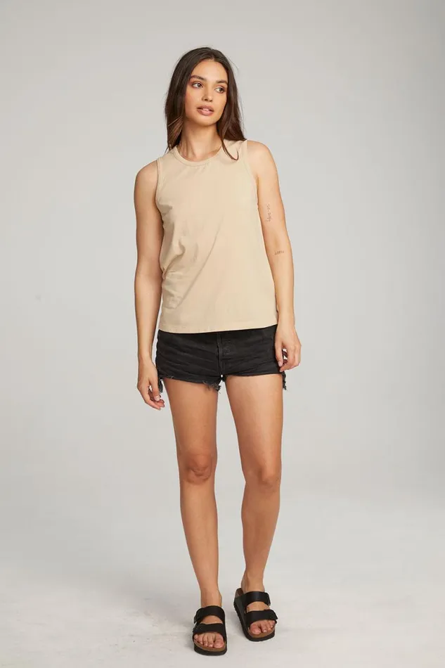 Womens Tops Chaser Brand Basic Cappuccino Slit Tank