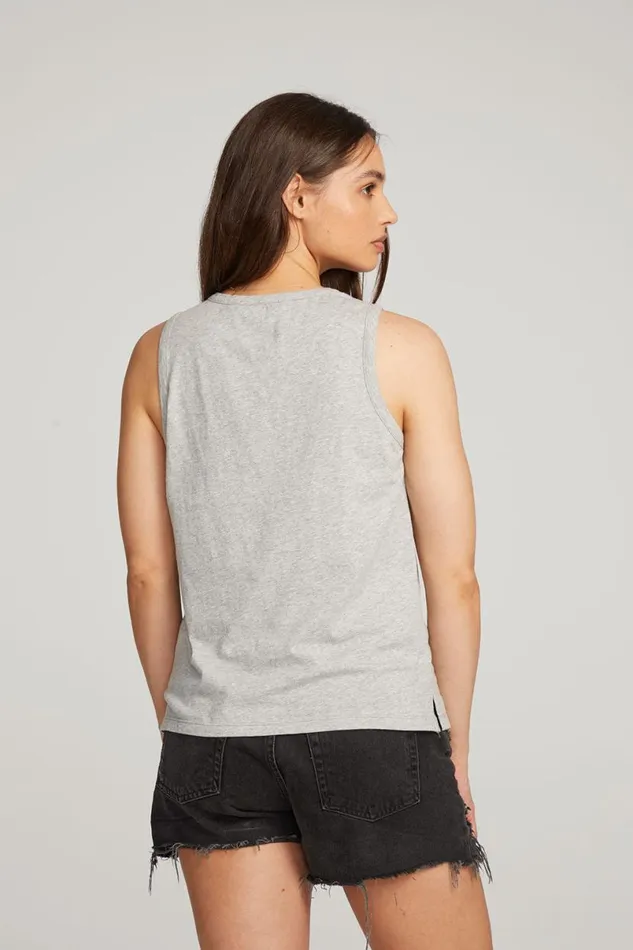 Womens Tops Chaser Brand Basic Heather Grey Slit Tank