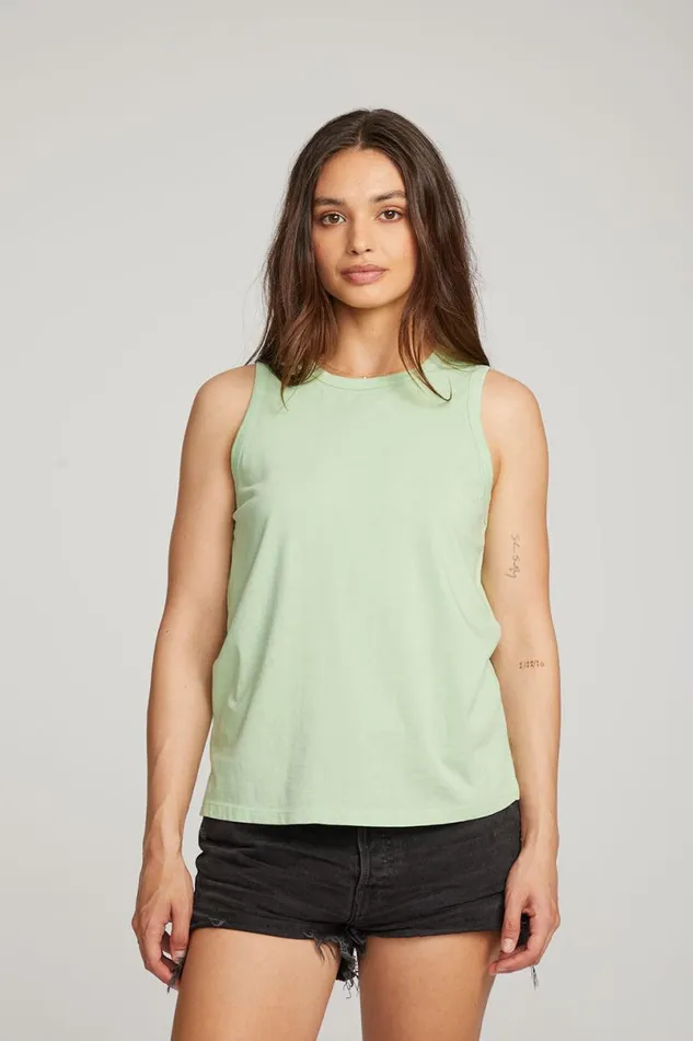 Womens Tops Chaser Brand Basic Quiet Green Slit Tank