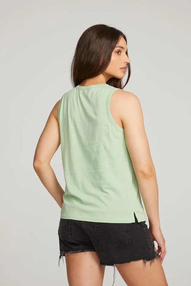 Womens Tops Chaser Brand Basic Quiet Green Slit Tank