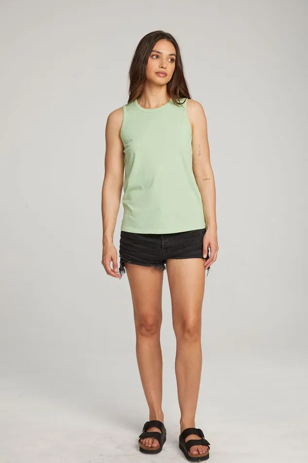 Womens Tops Chaser Brand Basic Quiet Green Slit Tank