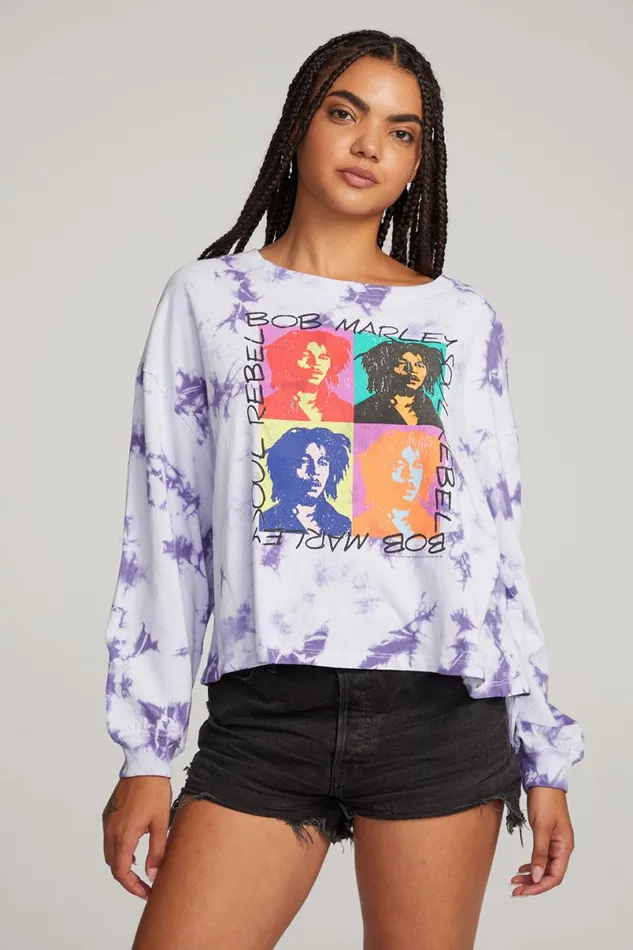 Womens Tops Chaser Brand Bob Marley Soul Rebel Long Sleeve Tee