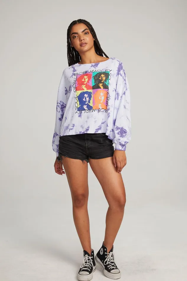 Womens Tops Chaser Brand Bob Marley Soul Rebel Long Sleeve Tee