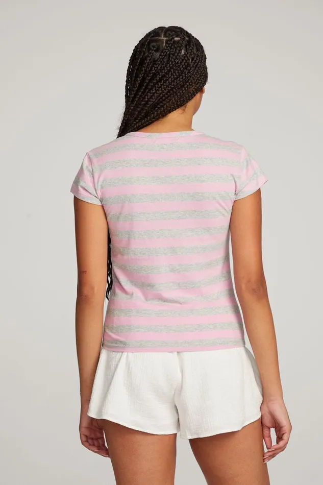 Womens Tops Chaser Brand Chandler Pastel Lavender Stripe Tee