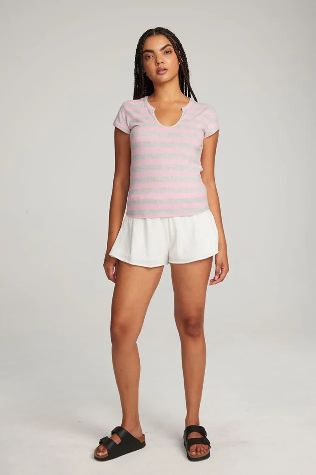 Womens Tops Chaser Brand Chandler Pastel Lavender Stripe Tee