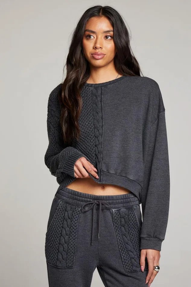 Womens Tops Chaser Brand Cloud Licorice Pullover