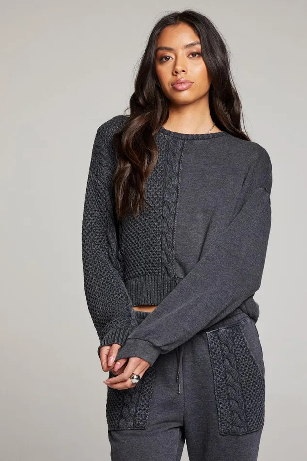 Womens Tops Chaser Brand Cloud Licorice Pullover