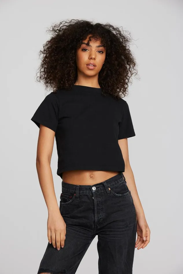 Womens Tops Chaser Brand Coast Cotton Jersey Mockneck Tee With Rib