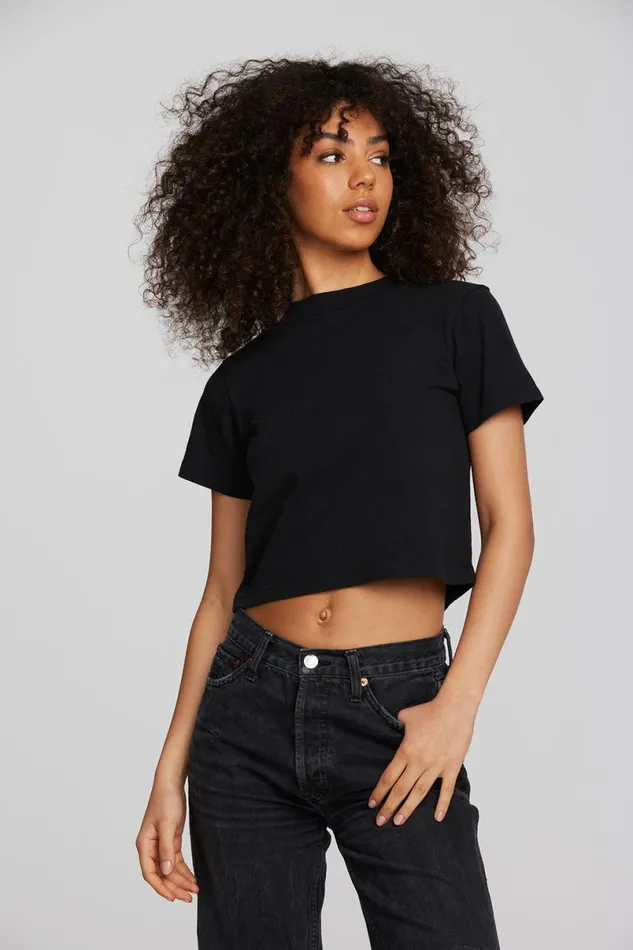 Womens Tops Chaser Brand Coast Cotton Jersey Mockneck Tee With Rib