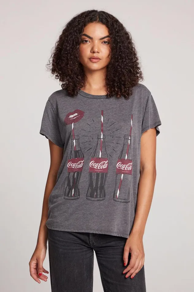 Womens Tops Chaser Brand Coca Cola Kiss Tee