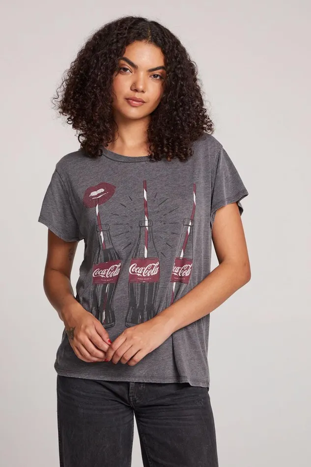 Womens Tops Chaser Brand Coca Cola Kiss Tee