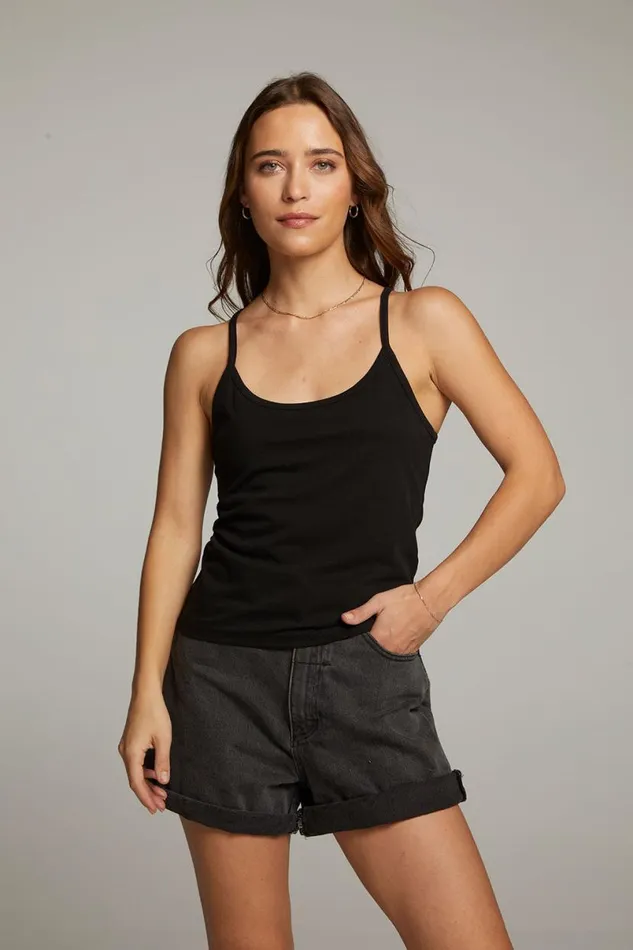 Womens Tops Chaser Brand Emma Black Tank Top