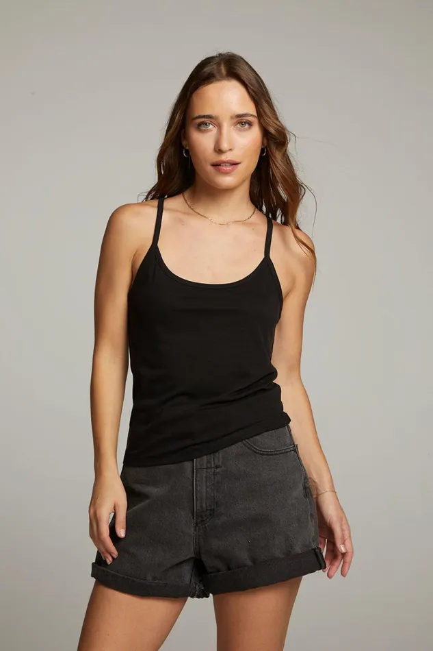 Womens Tops Chaser Brand Emma Black Tank Top
