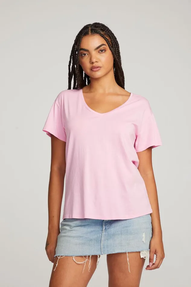 Womens Tops Chaser Brand Everyday Essential Pastel Lavender Vneck Tee