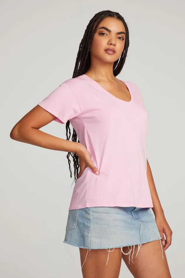 Womens Tops Chaser Brand Everyday Essential Pastel Lavender Vneck Tee
