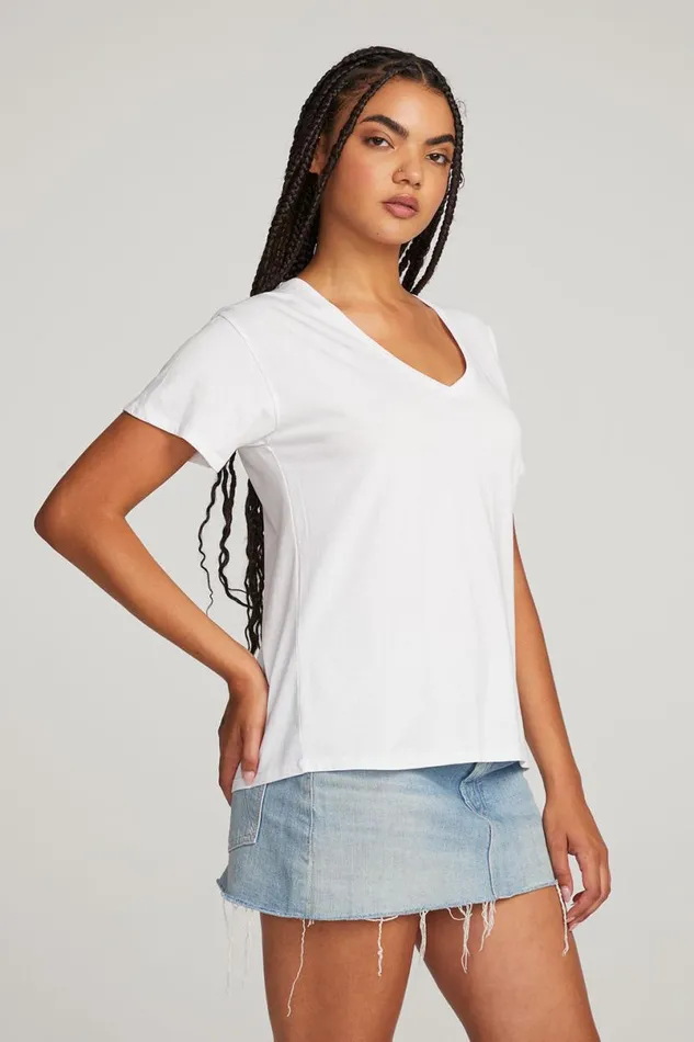 Womens Tops Chaser Brand Everyday Essential White Vneck Tee