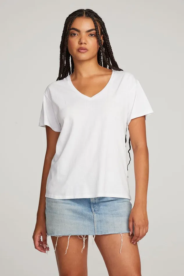 Womens Tops Chaser Brand Everyday Essential White Vneck Tee
