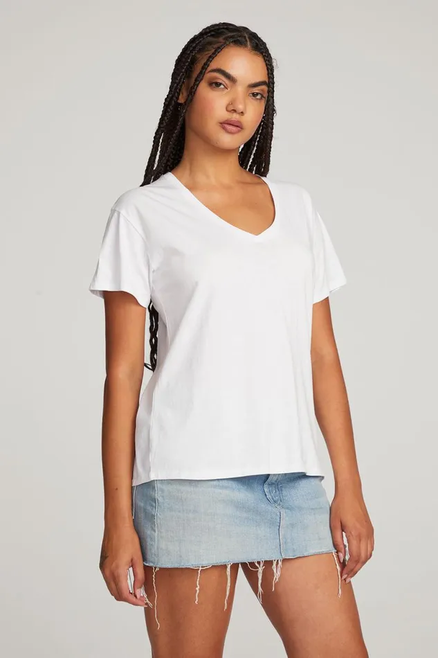 Womens Tops Chaser Brand Everyday Essential White Vneck Tee