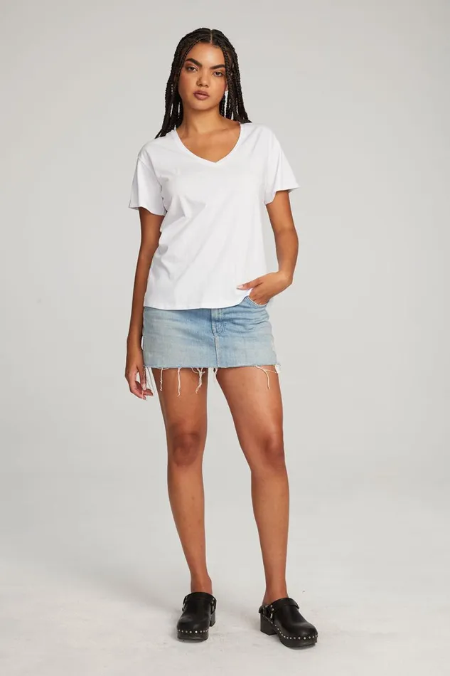 Womens Tops Chaser Brand Everyday Essential White Vneck Tee