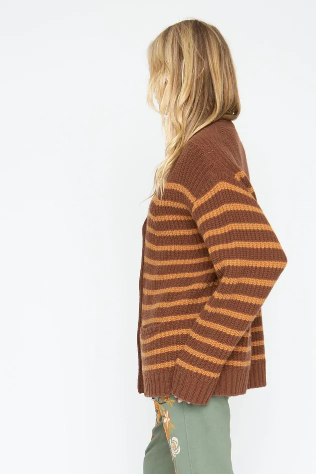 Womens Tops Chaser Brand Grandpa Cardigan 8211 Brown Beige