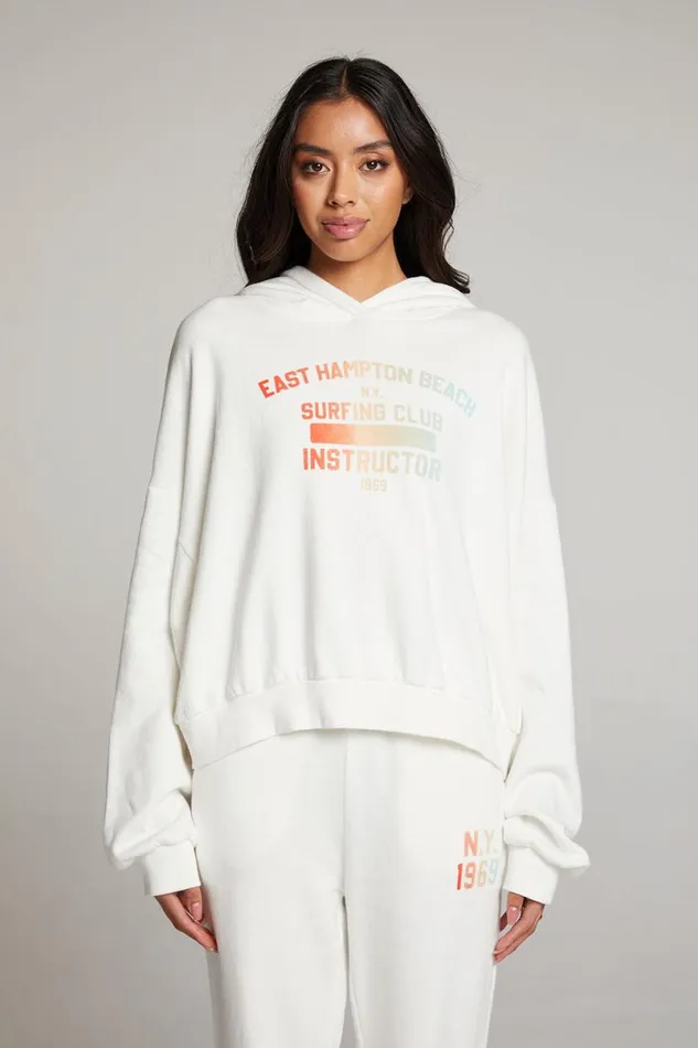Womens Tops Chaser Brand Hamptons Surf Club Pullover Hoodie