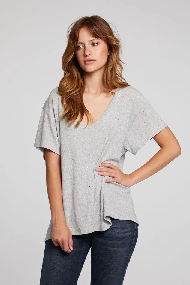 Womens Tops Chaser Brand Hyacinth Heather Grey Tee