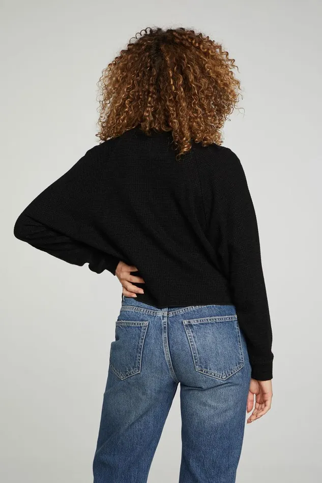 Womens Tops Chaser Brand Long Sleeve Cropped Mock Neck Raglan Tee