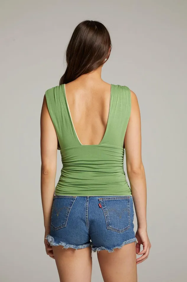 Womens Tops Chaser Brand Magic Whitecap Grey And Piquant Green Reversible Tank Top