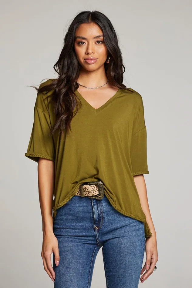 Womens Tops Chaser Brand Mason Sphagnum V Neck